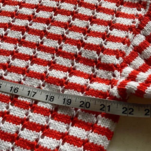 LOFT Red & White Checker-Stripe Boat Neck Sweater - Picture 7 of 9